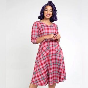 Collectif Cerere Winterberry Check Swing Dress